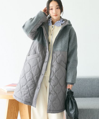 【予約】キルト切替フードコート/24AW